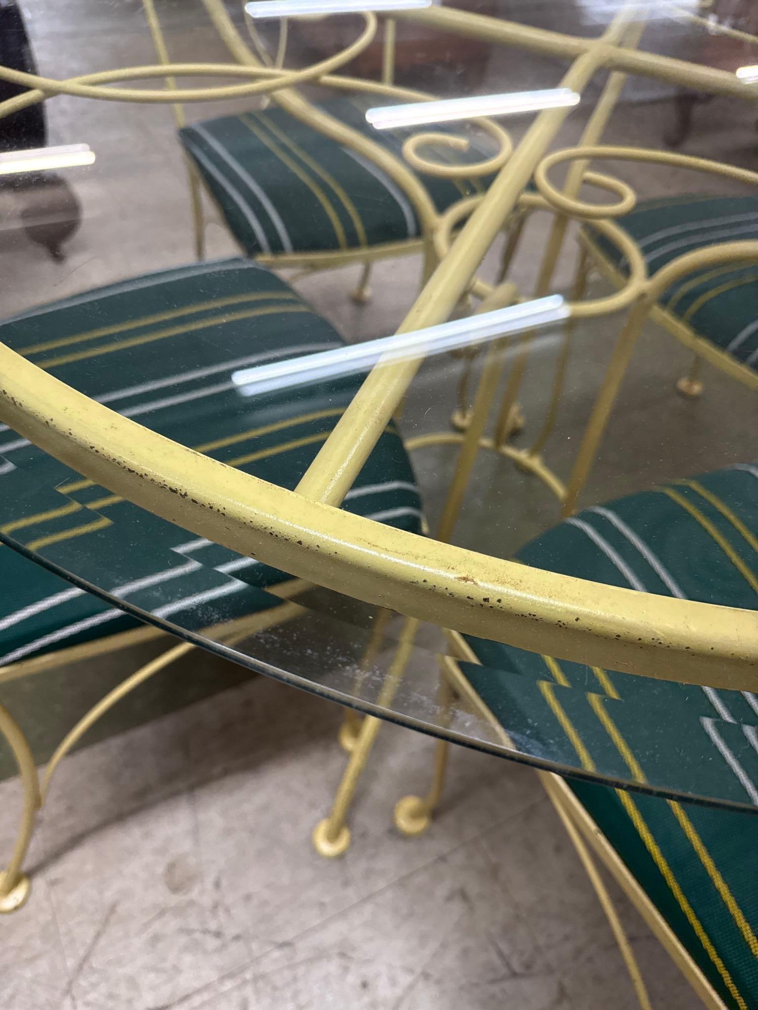 painted yellow wrought iron patio set - 5