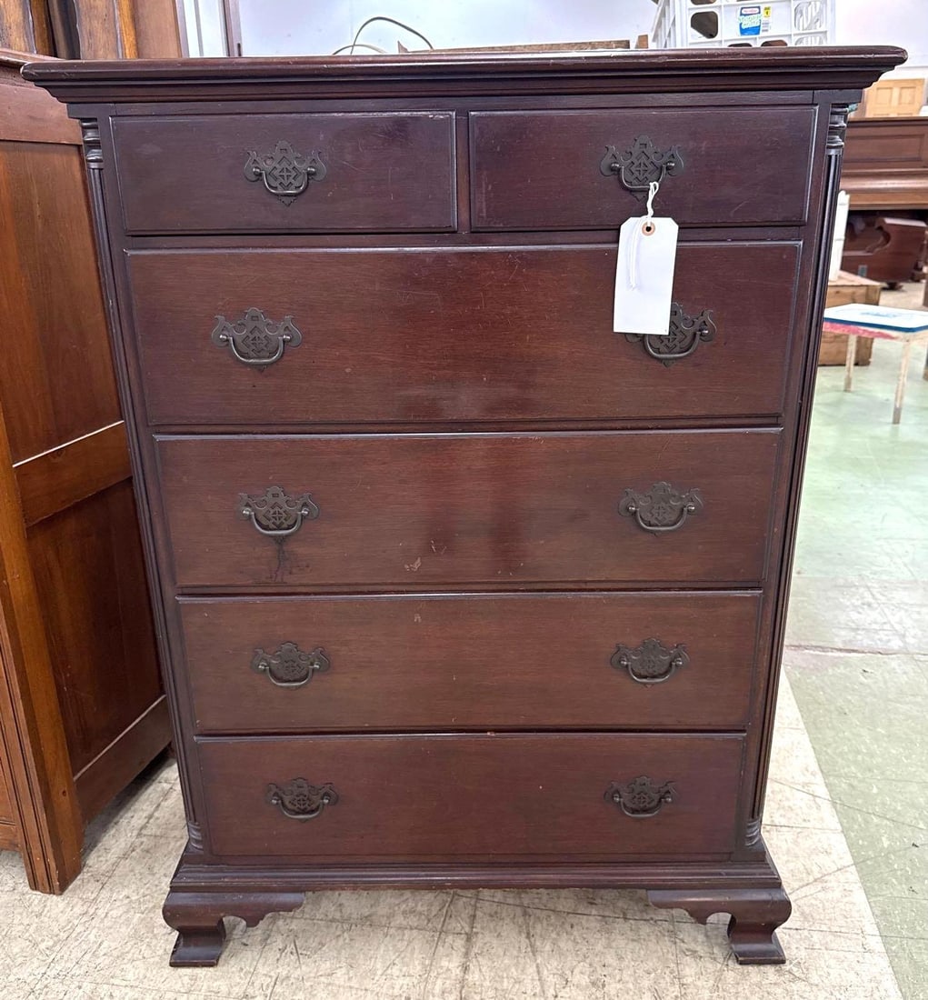 mahogany chest of drawers: Two drawers over four. 47 inches tall 35 inches wide 21 1/2 inches deep
