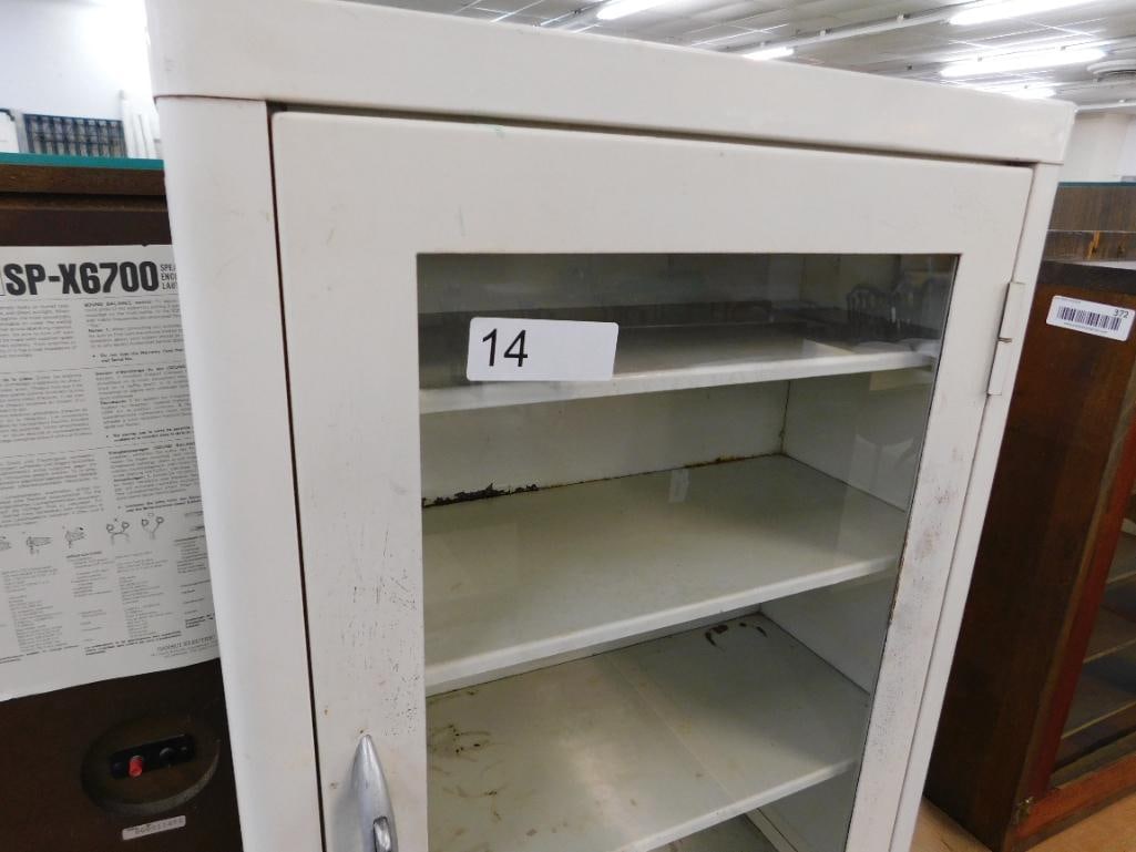 vintage metal wall mounted cabinet with shelves - 2