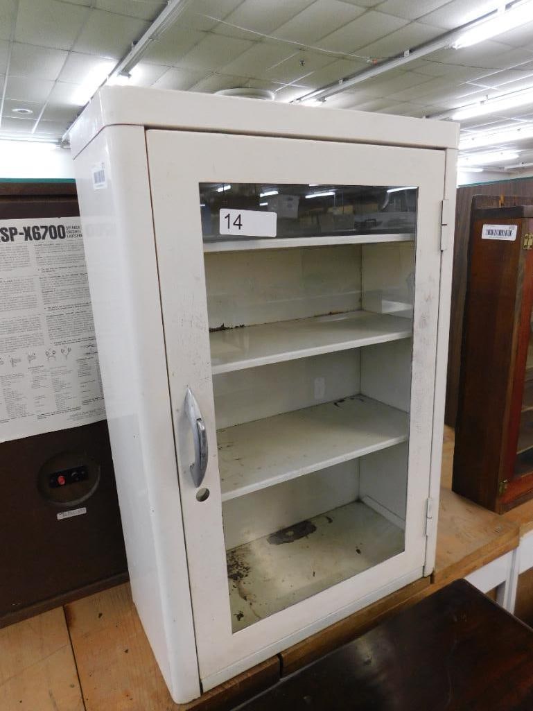 vintage metal wall mounted cabinet with shelves - 7