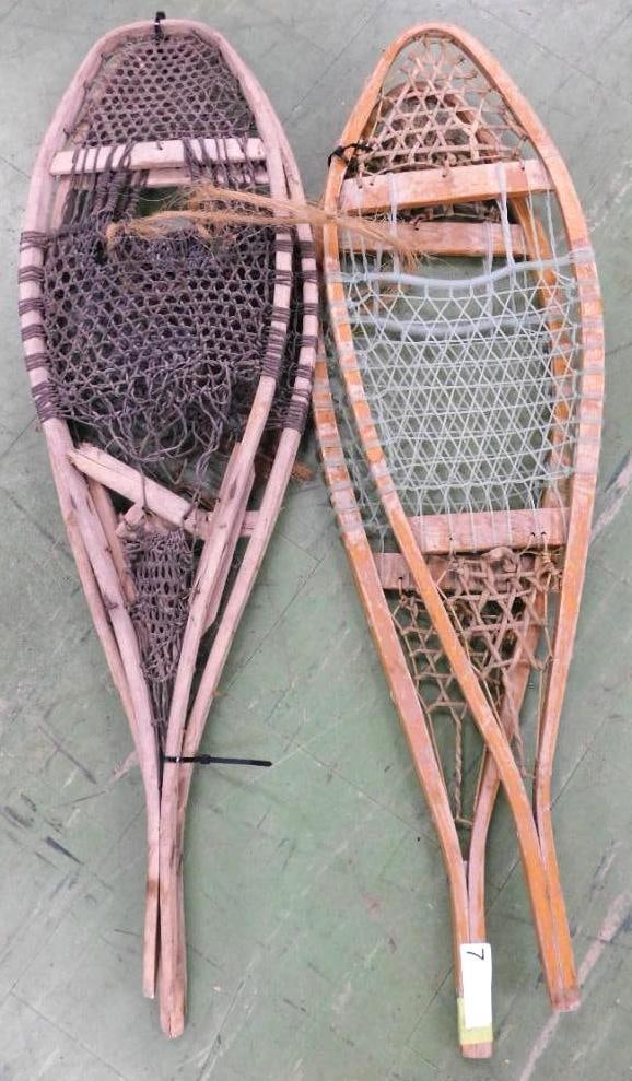 pair of vintage wooden snow shoes: 36 1/2 inches long 11 inches wide