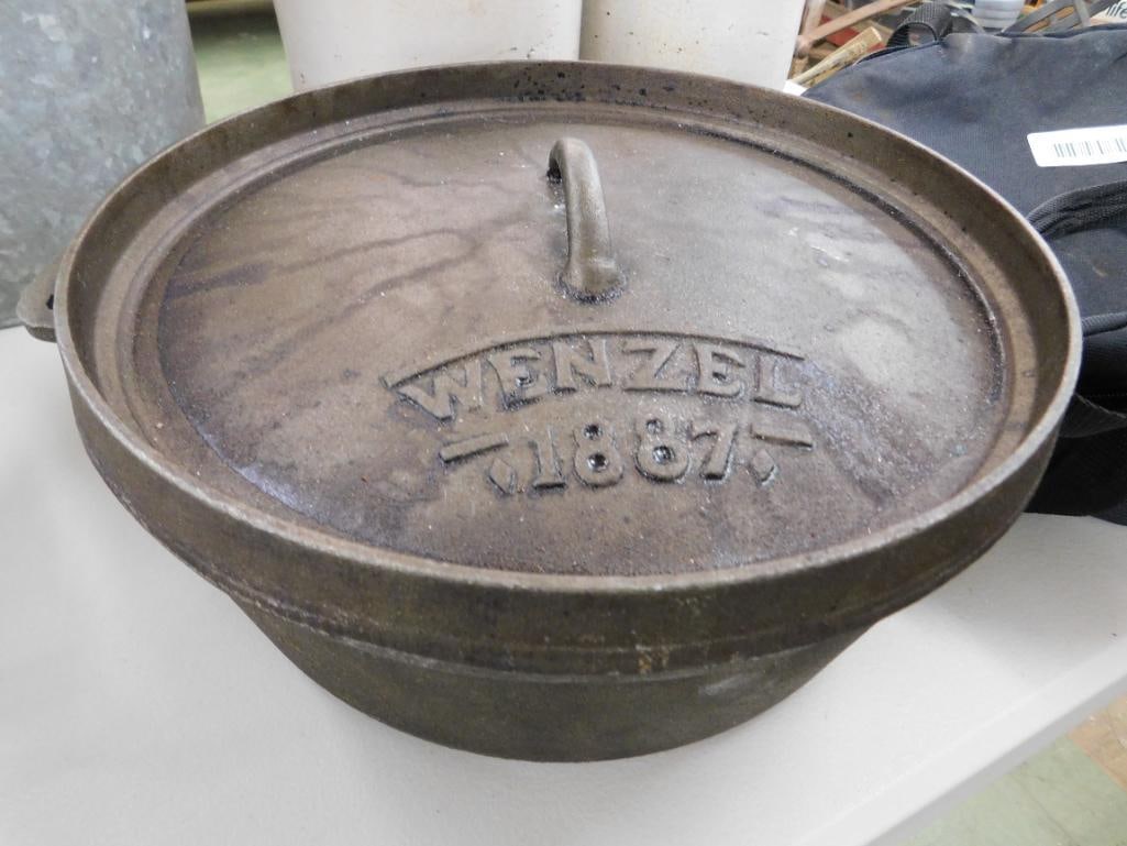 Wenzel brand cast-iron lidded pot with carrying case - 7