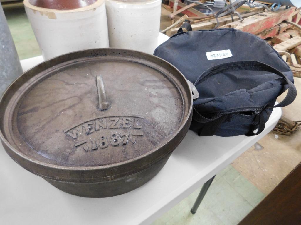 Wenzel brand cast-iron lidded pot with carrying case - 8