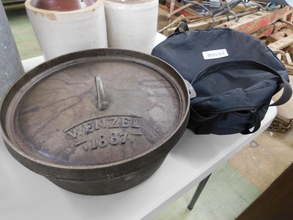 Wenzel brand cast-iron lidded pot with carrying case - 9