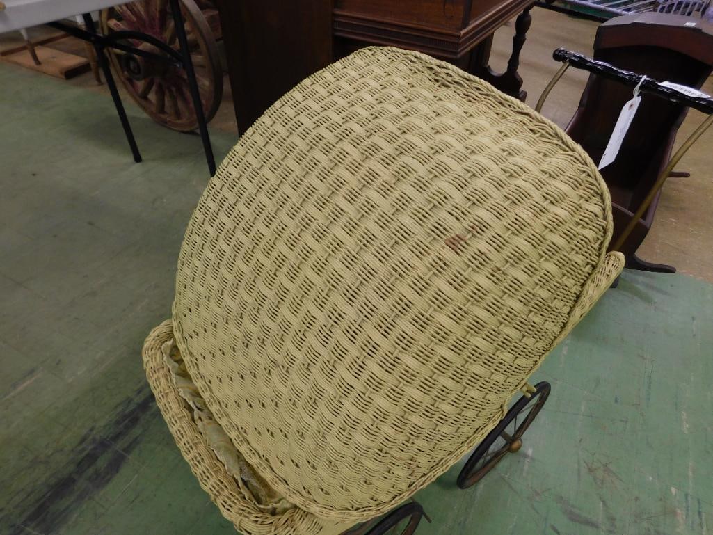antique wicker baby carriage - 2