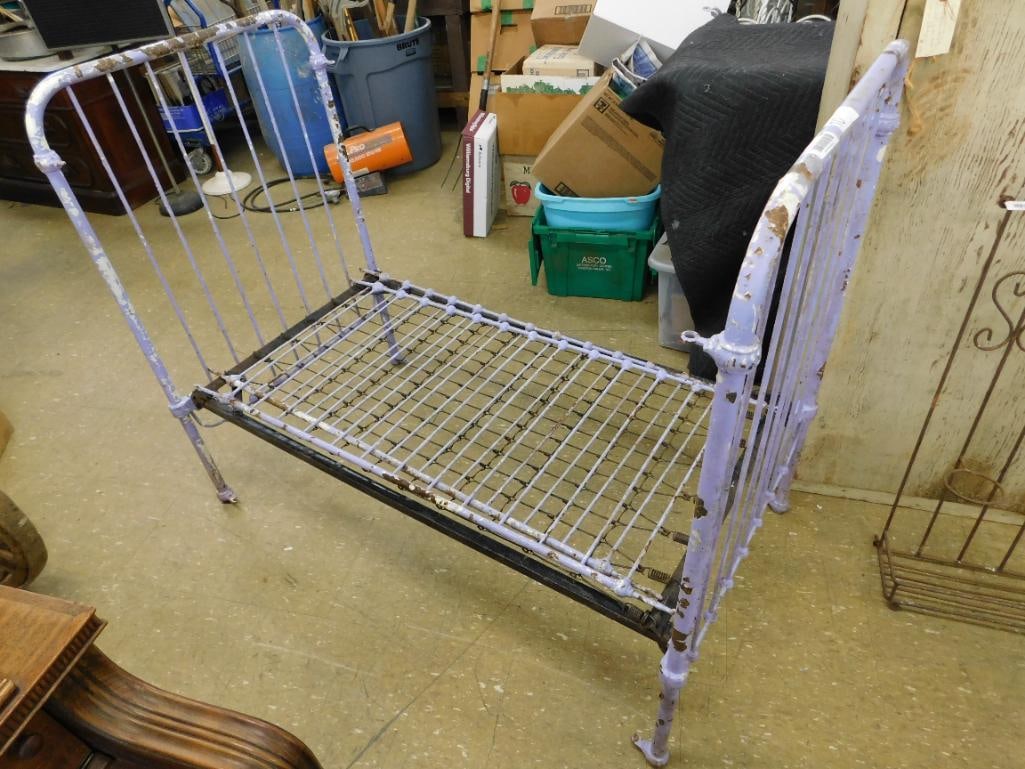 antique iron childs bed - 7