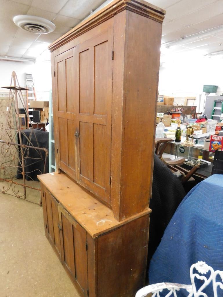 antique two-part primitive cupboard - 2