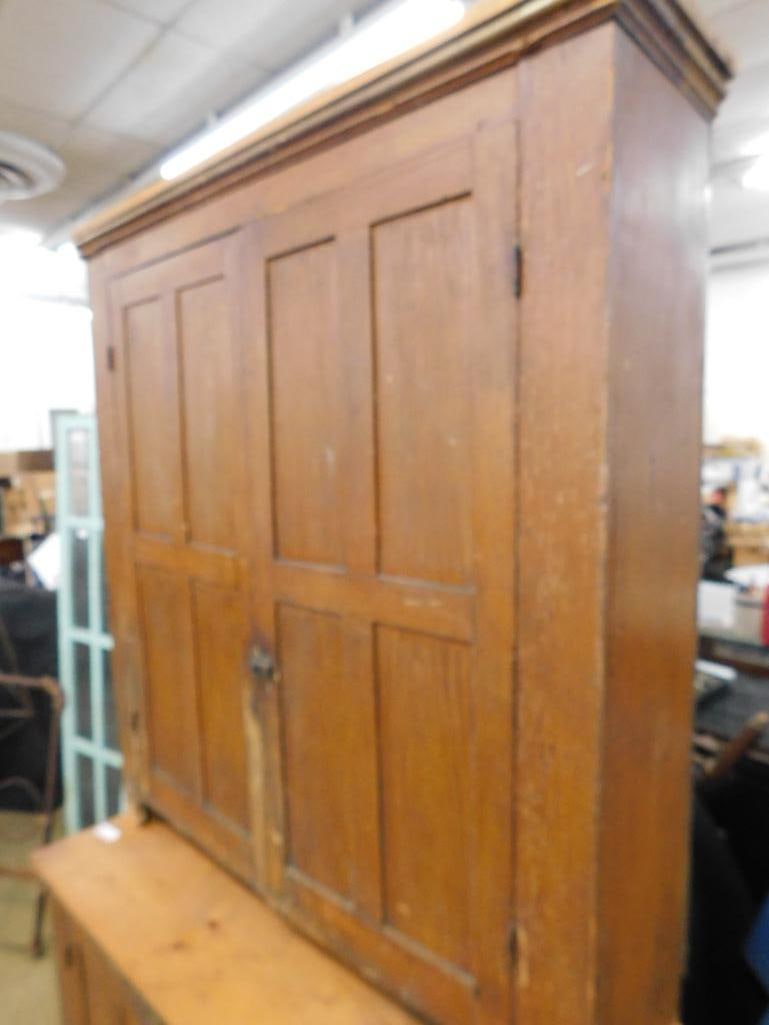 antique two-part primitive cupboard - 4
