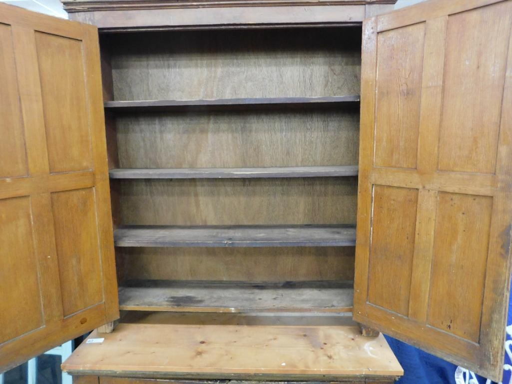antique two-part primitive cupboard - 5