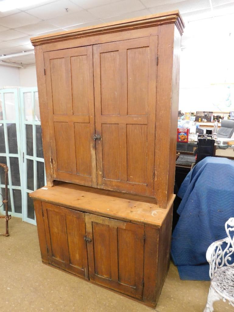 antique two-part primitive cupboard - 6