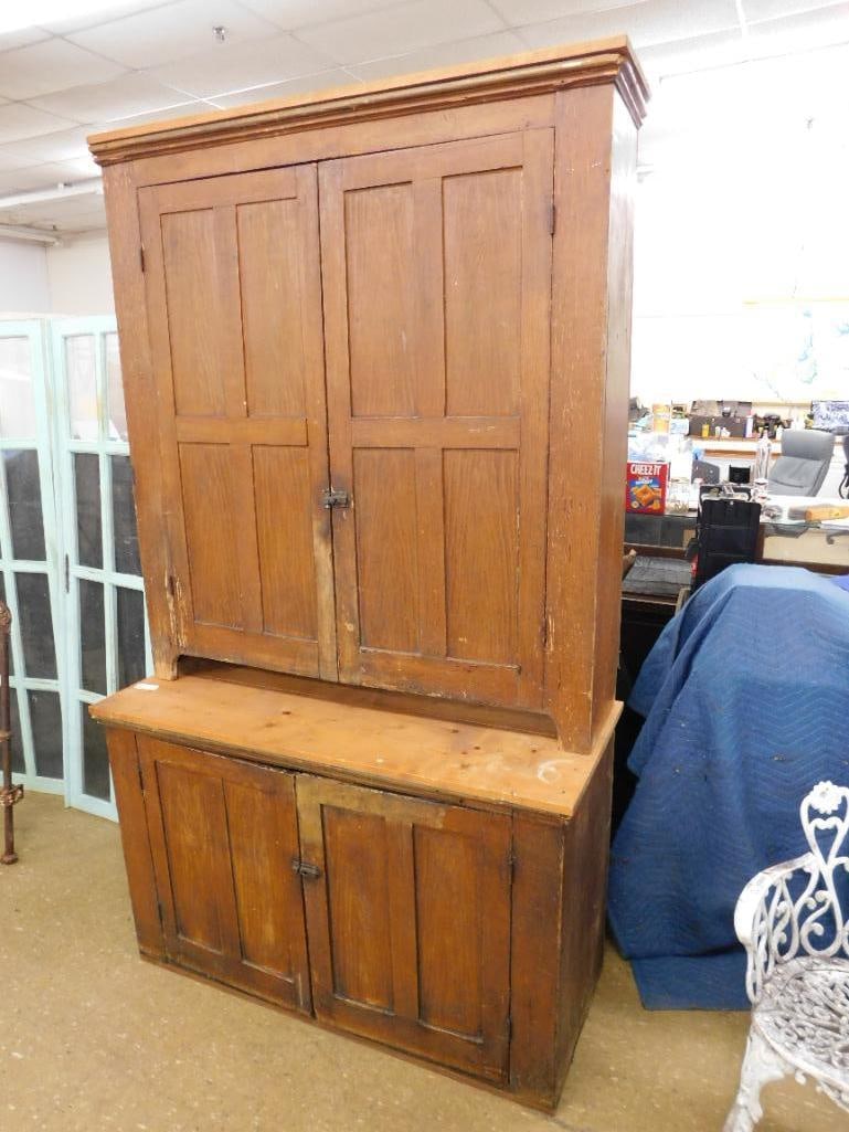 antique two-part primitive cupboard - 7