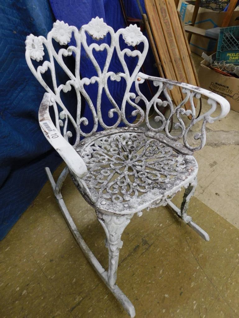 victorian aluminum white patio rocker - 6