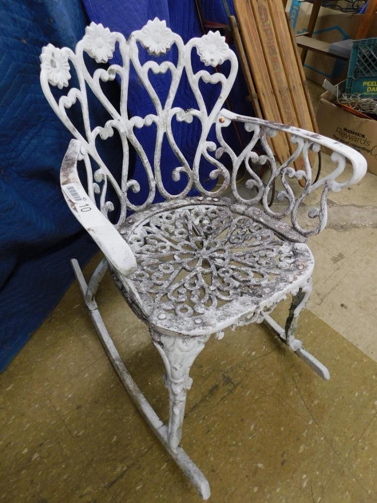 victorian aluminum white patio rocker - 7