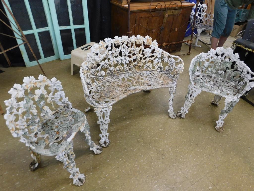 set of three cast iron patio furniture - 8