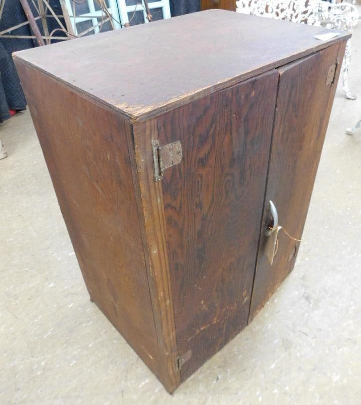 wooden two door wall cabinet with shelves (1 of 9)