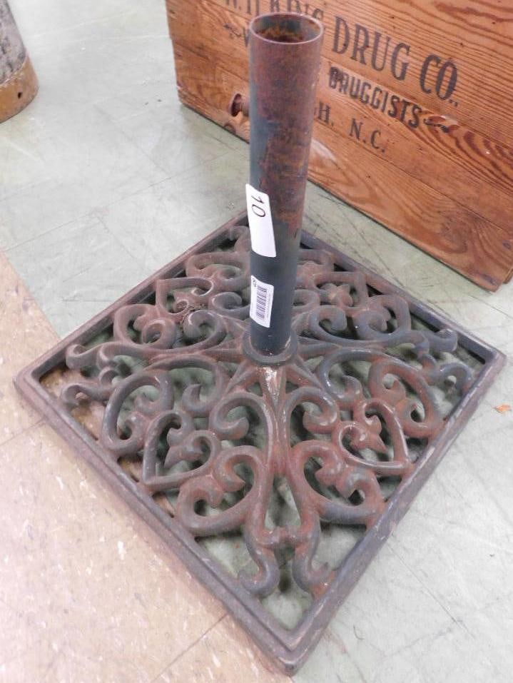 Cast Iron Umbrella Base - 17" x 17.5" x 17.5": See Photos For Condition and Details
