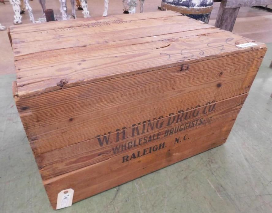 "W.H. King Drug Company" - Wood Advertising Crate - 16" x 29" x 20": See Photos For Condition and Details