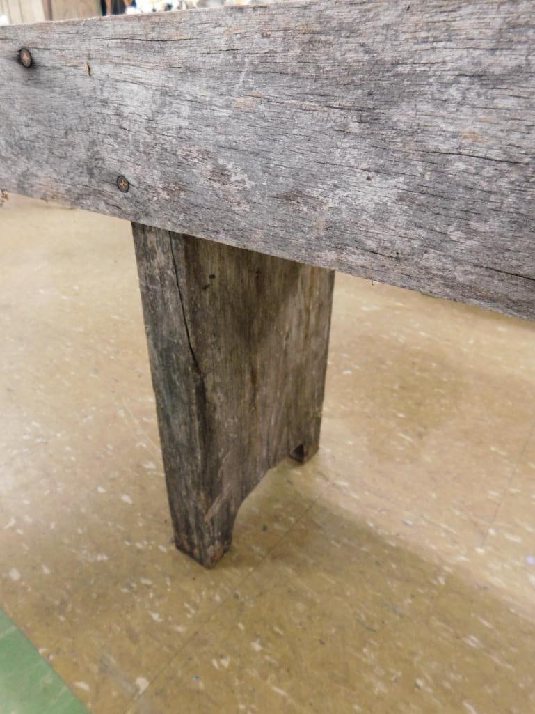 Old Hand Made Wood Bench - 16" x 54" x 9.5" - 4