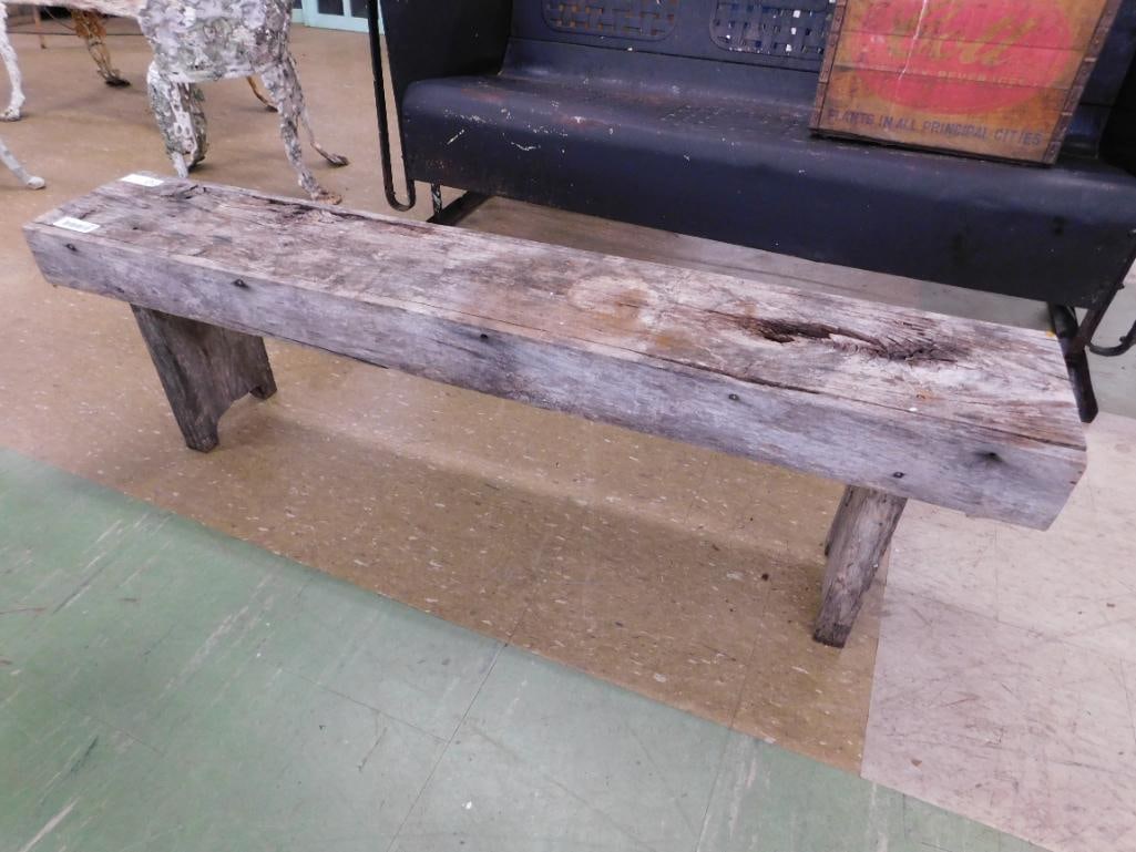 Old Hand Made Wood Bench - 16" x 54" x 9.5" - 6