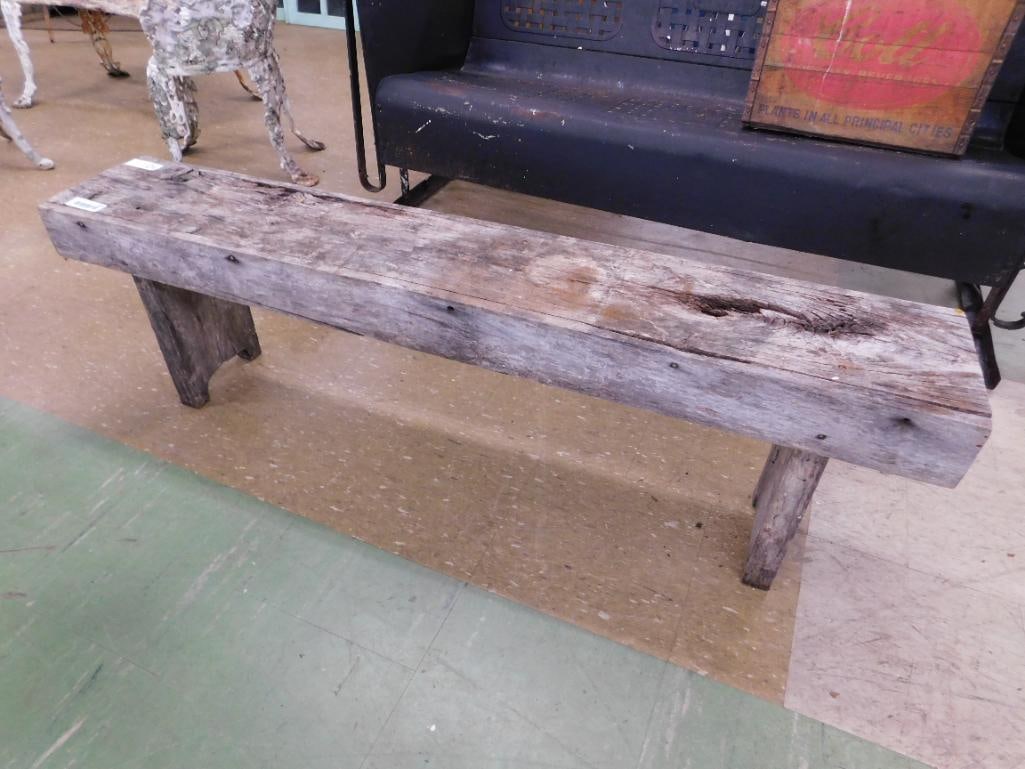 Old Hand Made Wood Bench - 16" x 54" x 9.5" - 7