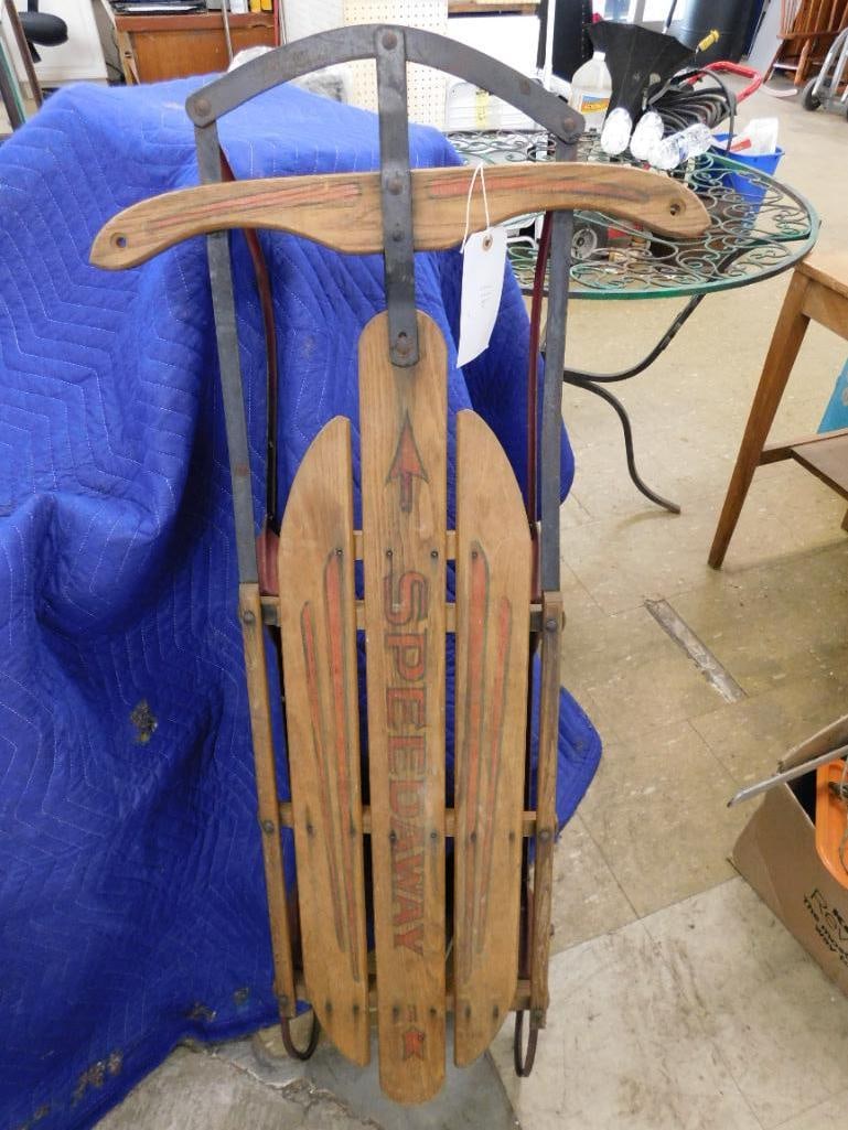 Vintage "Speedaway" Winter Sled - 48" x 22"x 6" - 9