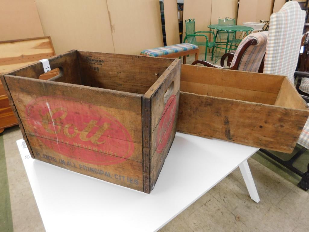 Pair of Wood Advertising Crates - "Cott" 12" x 17"x 12" - "Maryland Biscut Co." 7.5" x 21.5" x 13... - 10