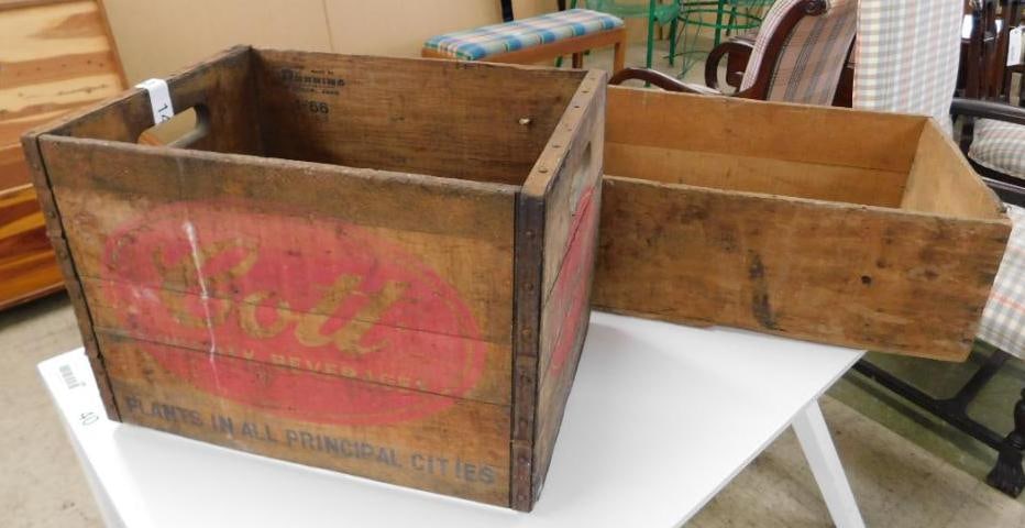 Pair of Wood Advertising Crates - "Cott" 12" x 17"x 12" - "Maryland Biscut Co." 7.5" x 21.5" x 13... (1 of 10)