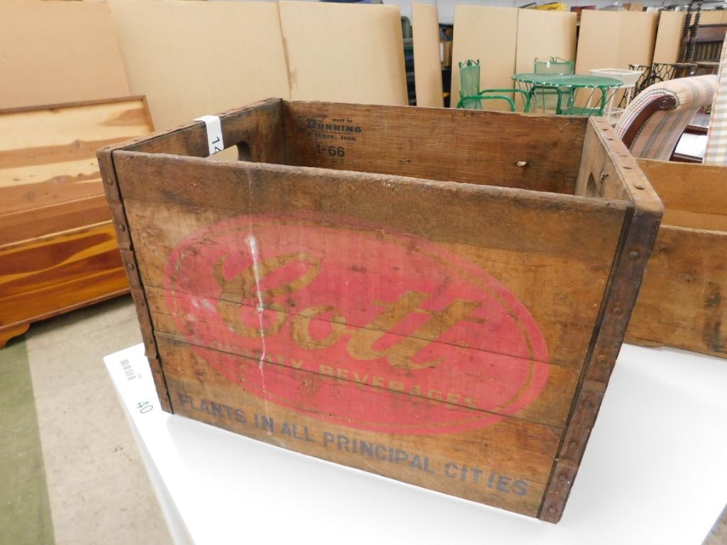 Pair of Wood Advertising Crates - "Cott" 12" x 17"x 12" - "Maryland Biscut Co." 7.5" x 21.5" x 13... - 2