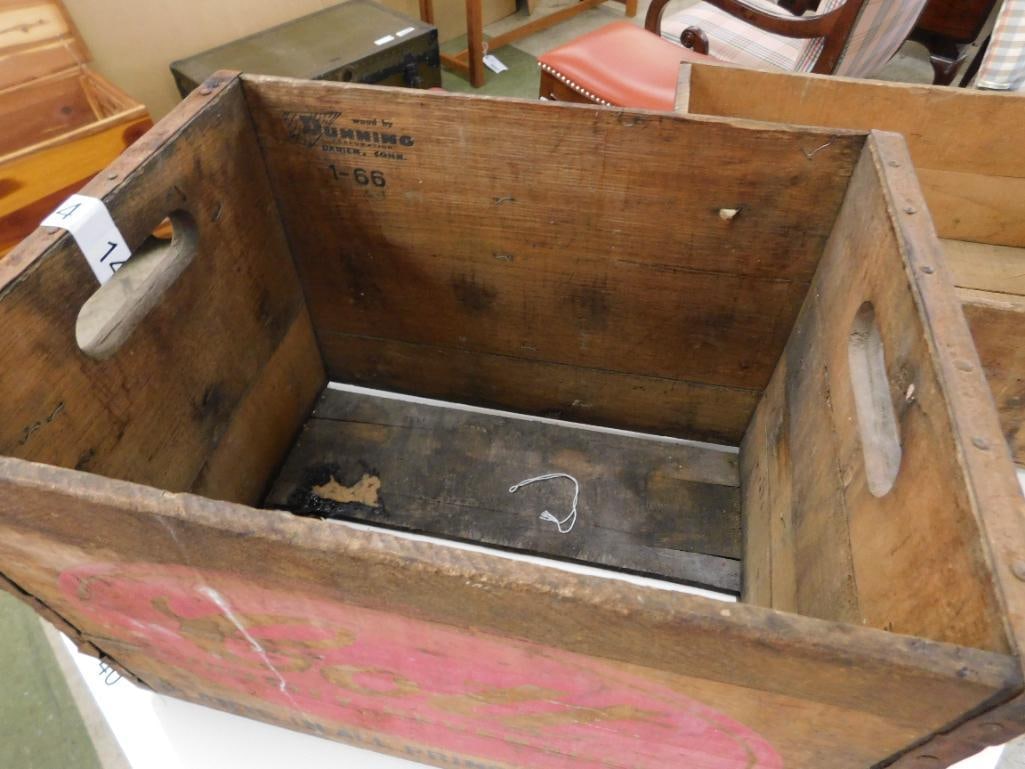 Pair of Wood Advertising Crates - "Cott" 12" x 17"x 12" - "Maryland Biscut Co." 7.5" x 21.5" x 13... - 3