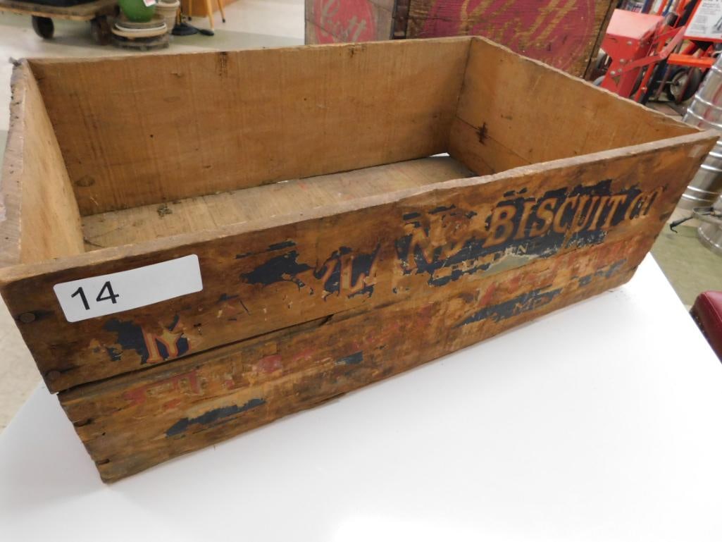Pair of Wood Advertising Crates - "Cott" 12" x 17"x 12" - "Maryland Biscut Co." 7.5" x 21.5" x 13... - 6