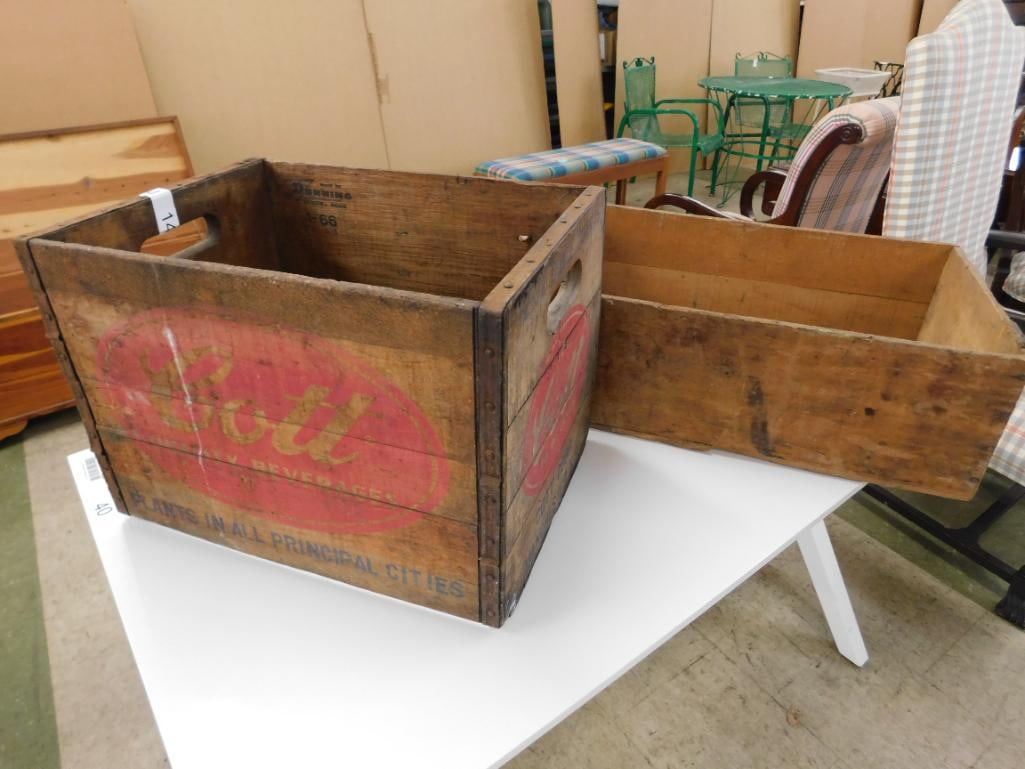 Pair of Wood Advertising Crates - "Cott" 12" x 17"x 12" - "Maryland Biscut Co." 7.5" x 21.5" x 13... - 9