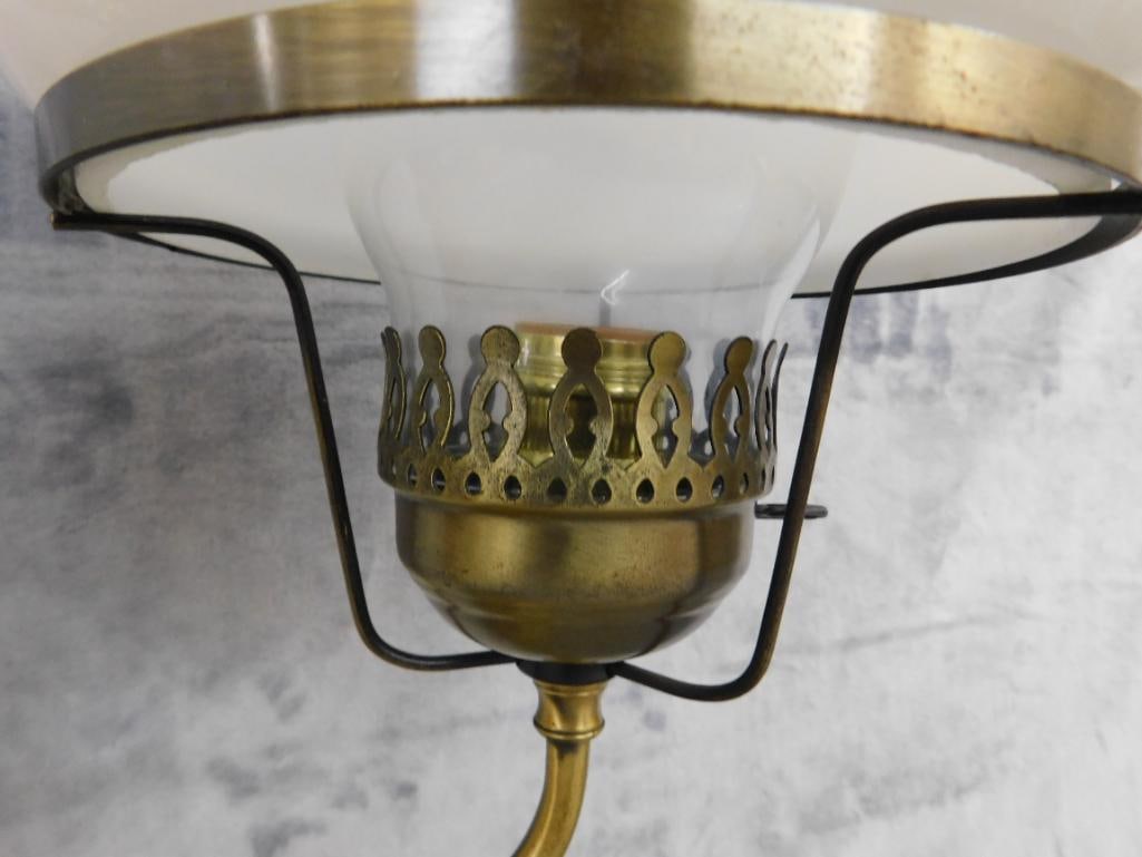 2 Light Parlor Lamp - Milk Glass Eagle Shades - 20" x 19" x 7" - 7