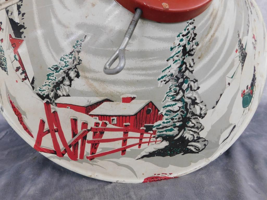 Vintage Litho Tin Christmas Tree Holder / Base - 6" x 19.5" - 2