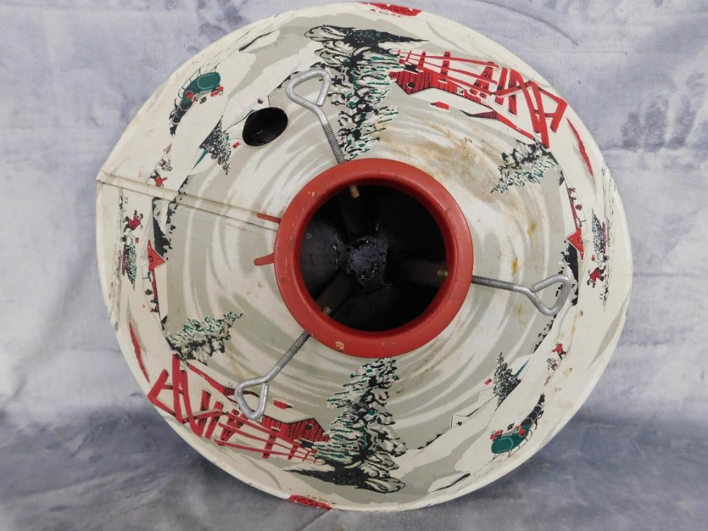 Vintage Litho Tin Christmas Tree Holder / Base - 6" x 19.5" - 8