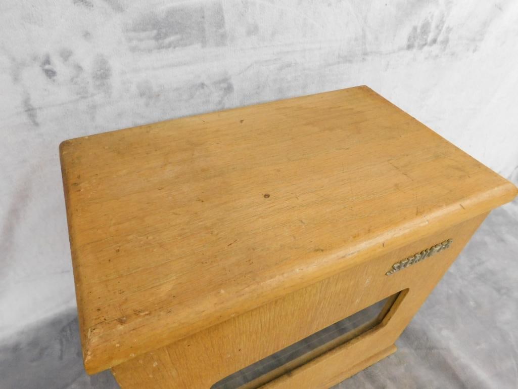 Vintage Oak Sterilizer Cabinet - Glass Shelves - 13" x 13.5" x 8" - 2