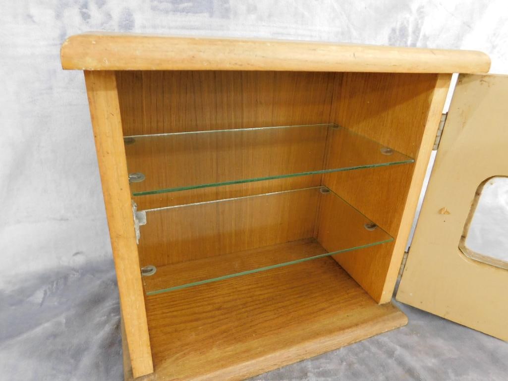 Vintage Oak Sterilizer Cabinet - Glass Shelves - 13" x 13.5" x 8" - 5