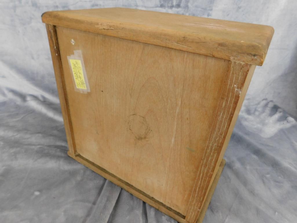 Vintage Oak Sterilizer Cabinet - Glass Shelves - 13" x 13.5" x 8" - 7