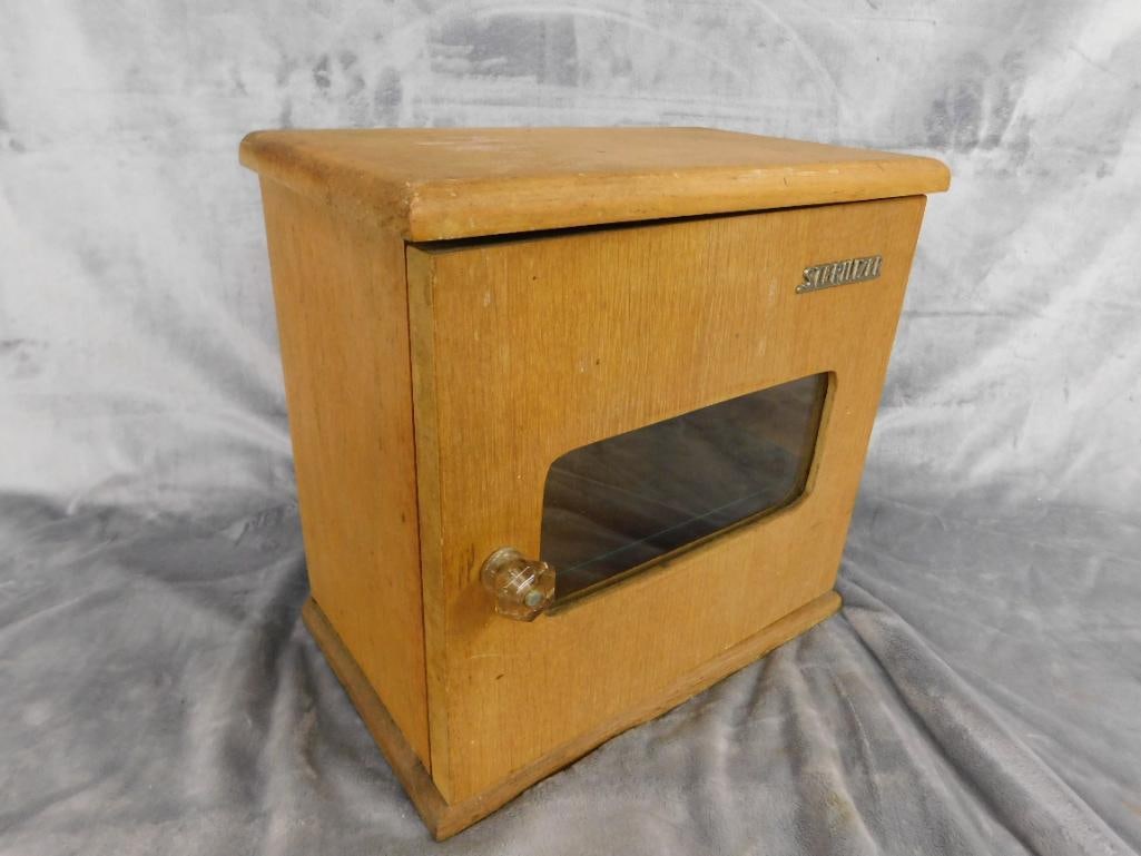 Vintage Oak Sterilizer Cabinet - Glass Shelves - 13" x 13.5" x 8" - 8