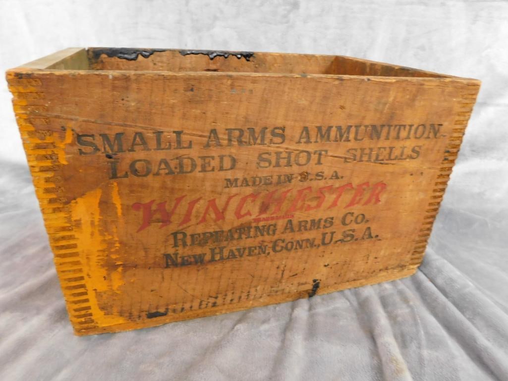 Winchester "Loaded Shot Shells" Wood Ammo Crate - 9" x 15"x 9.5" - 2