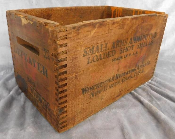 Winchester "Loaded Shot Shells" Wood Ammo Crate - 9" x 15" x 9.5": See Photos For Condition and Details