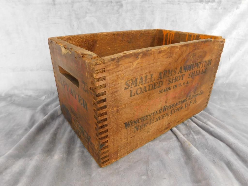 Winchester "Loaded Shot Shells" Wood Ammo Crate - 9" x 15" x 9.5" - 8