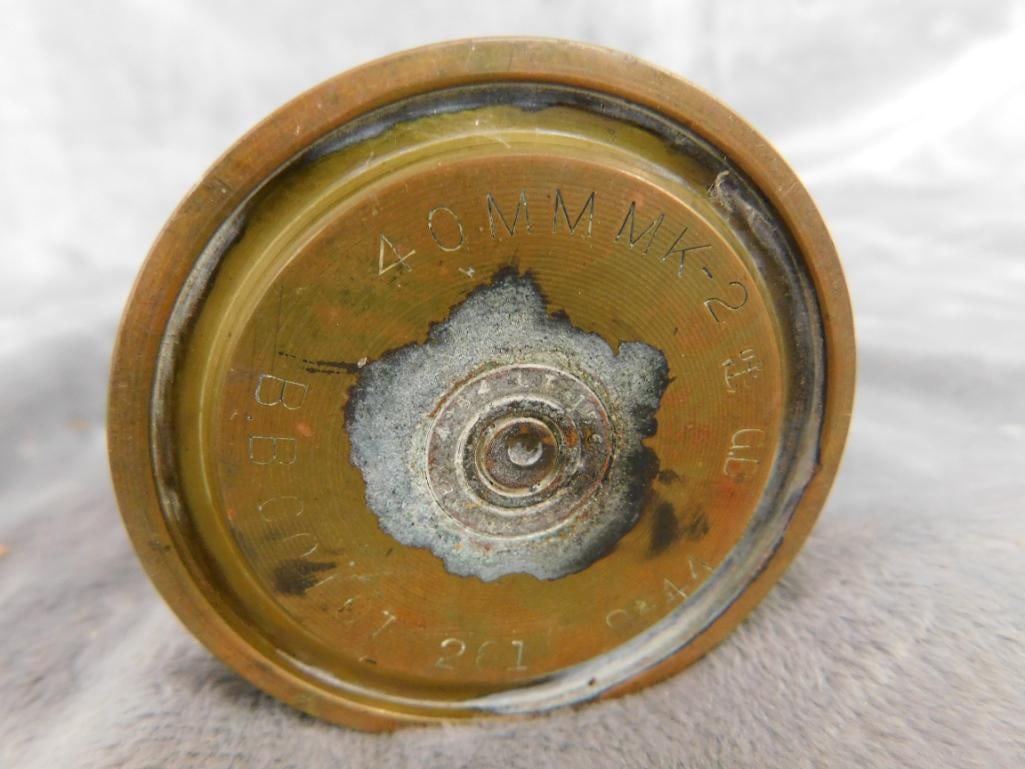 Vintage British 40MM MK-2 Artillery Shell - 12.25" x 2.5" - 3