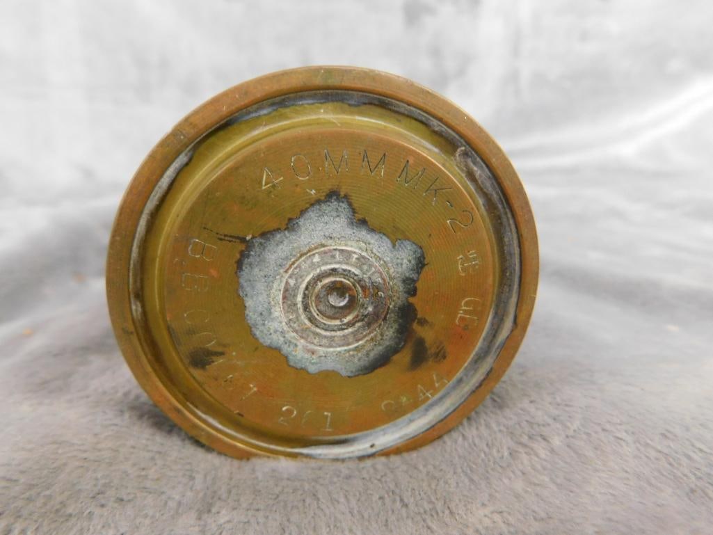 Vintage British 40MM MK-2 Artillery Shell - 12.25" x 2.5" - 8