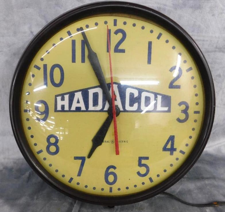 General Electric Industrial Electric Wall Clock - "Hadacol" - Needs Work - 18" x 3.25": See Photos For Condition and Details