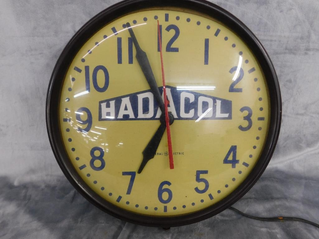 General Electric Industrial Electric Wall Clock - "Hadacol" - Needs Work - 18" x 3.25" - 6