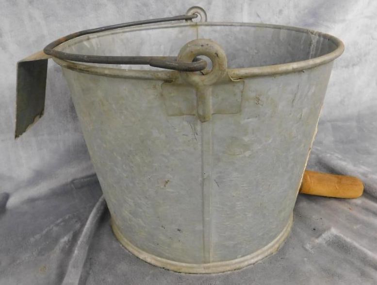 Galvanized Steel Nipple Pale - 8" x 15"x 10" - "Nipple" Has Dry Rotted: See Photos For Condition and Details