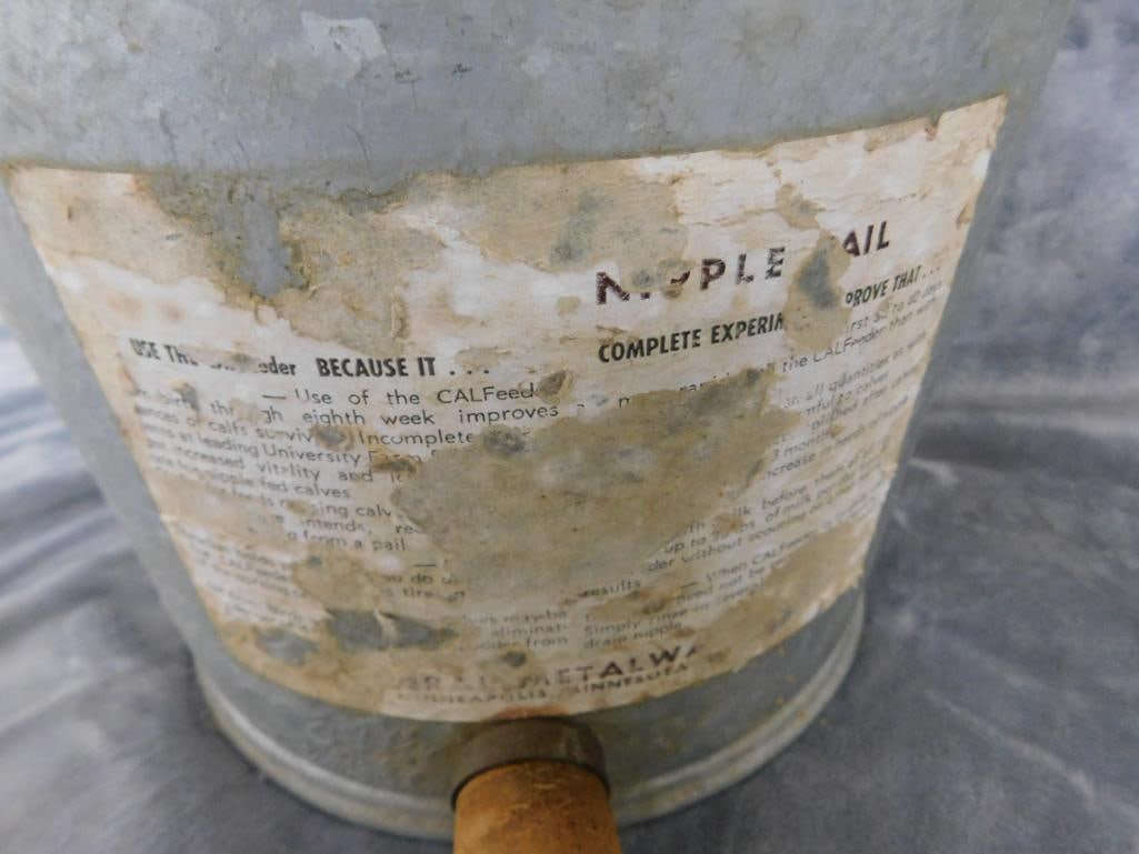 Galvanized Steel Nipple Pale - 8" x 15"x 10" - "Nipple" Has Dry Rotted - 5