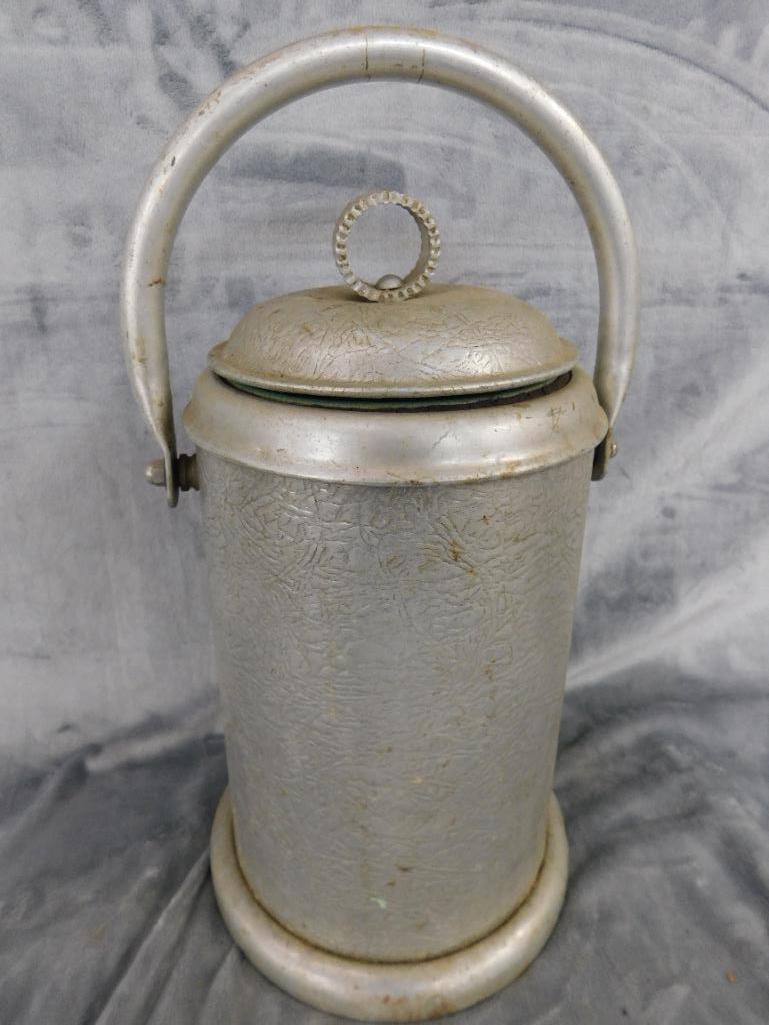 Vintage Aluminum Bottle Cooler with Porcelain Insulator - 15" x 8.5" - 8