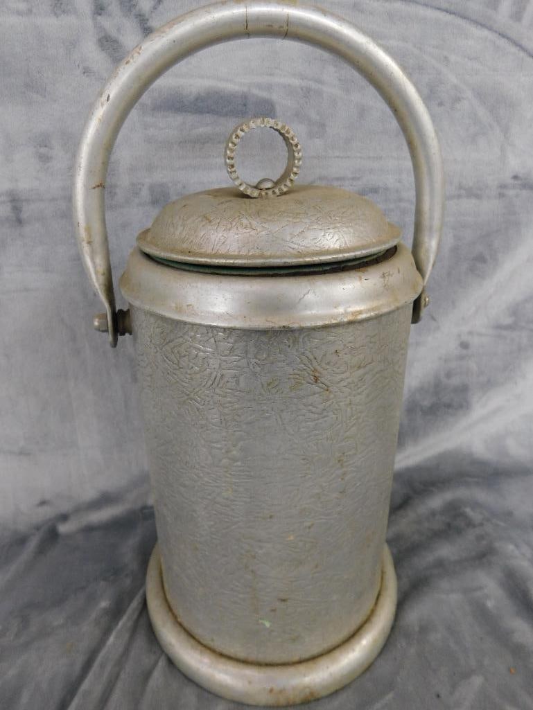 Vintage Aluminum Bottle Cooler with Porcelain Insulator - 15" x 8.5" - 9