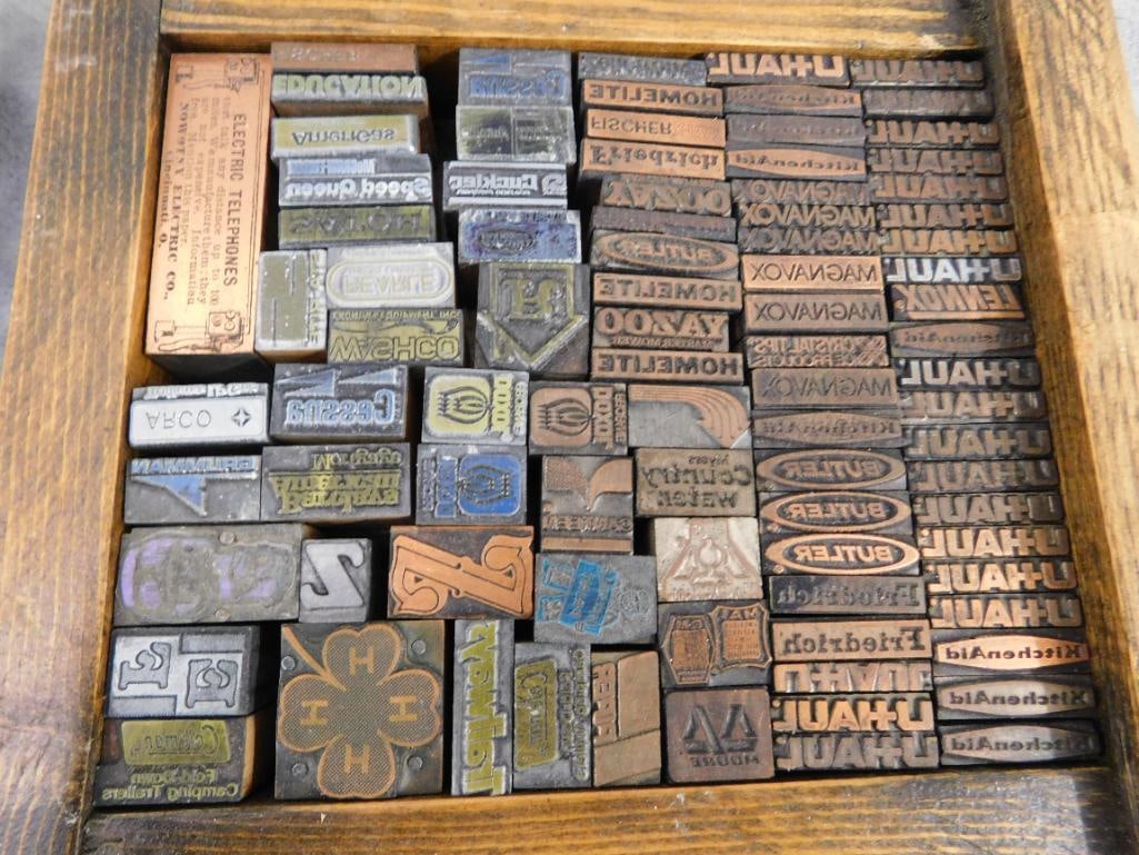 1 Trays Full of Mini Advertising Copper Printers Blocks: See Photos For Condition and Details